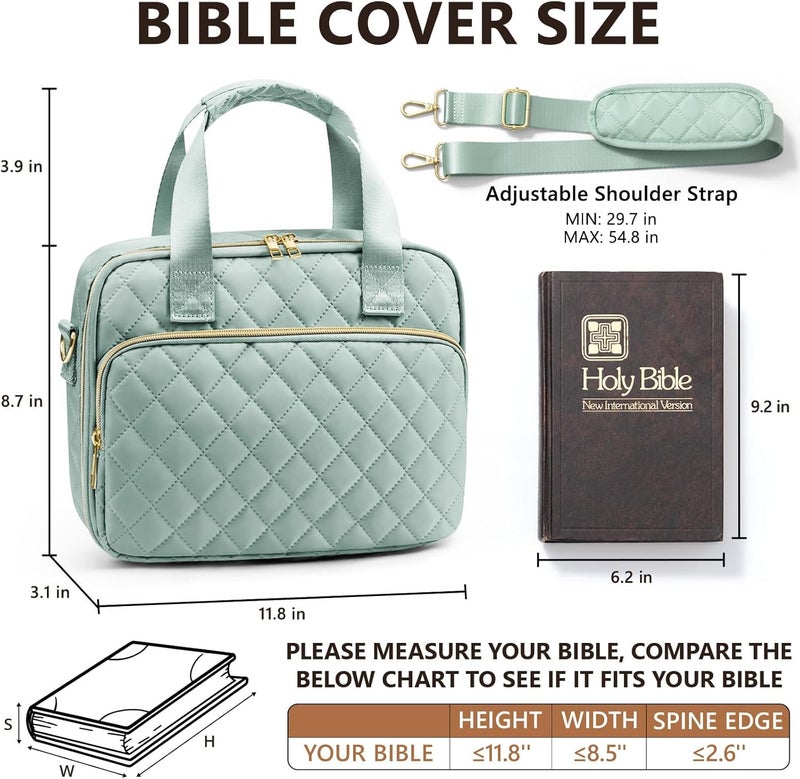 FLOE Bible Cover Case for Women, Large Bible Bag Bible Study Supplies Accessories Journaling Kit with Highlighters Tabs, Quilted Book Carrying Cases with Shoulder Strap, Valentines Christian Gift for Women - Image 3